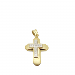 Croce in oro giallo e oro bianco k14 con zirconi cubici (code AL1888)